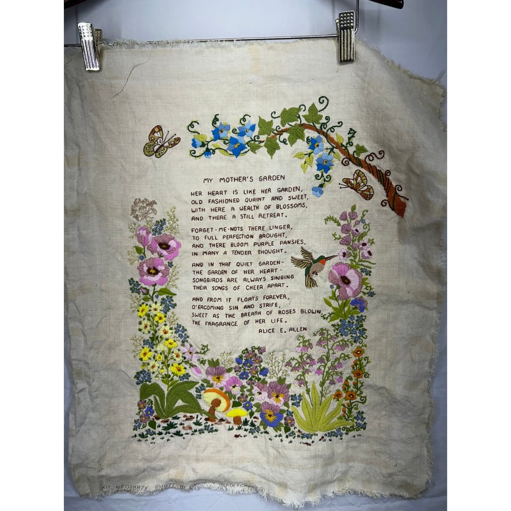 Vintage 1977 Paragon Needlecraft My Mothers Garden Crewel Embroidery Alice Allen